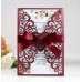 Holiday Greeting Card  Marriage Invitation With Ribbon Bow Laser Cut Paper